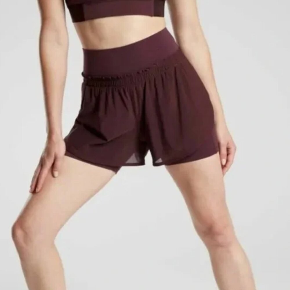 Athleta Crescent 2-in-1 Shorts in Antique Burgundy -- Size XXS